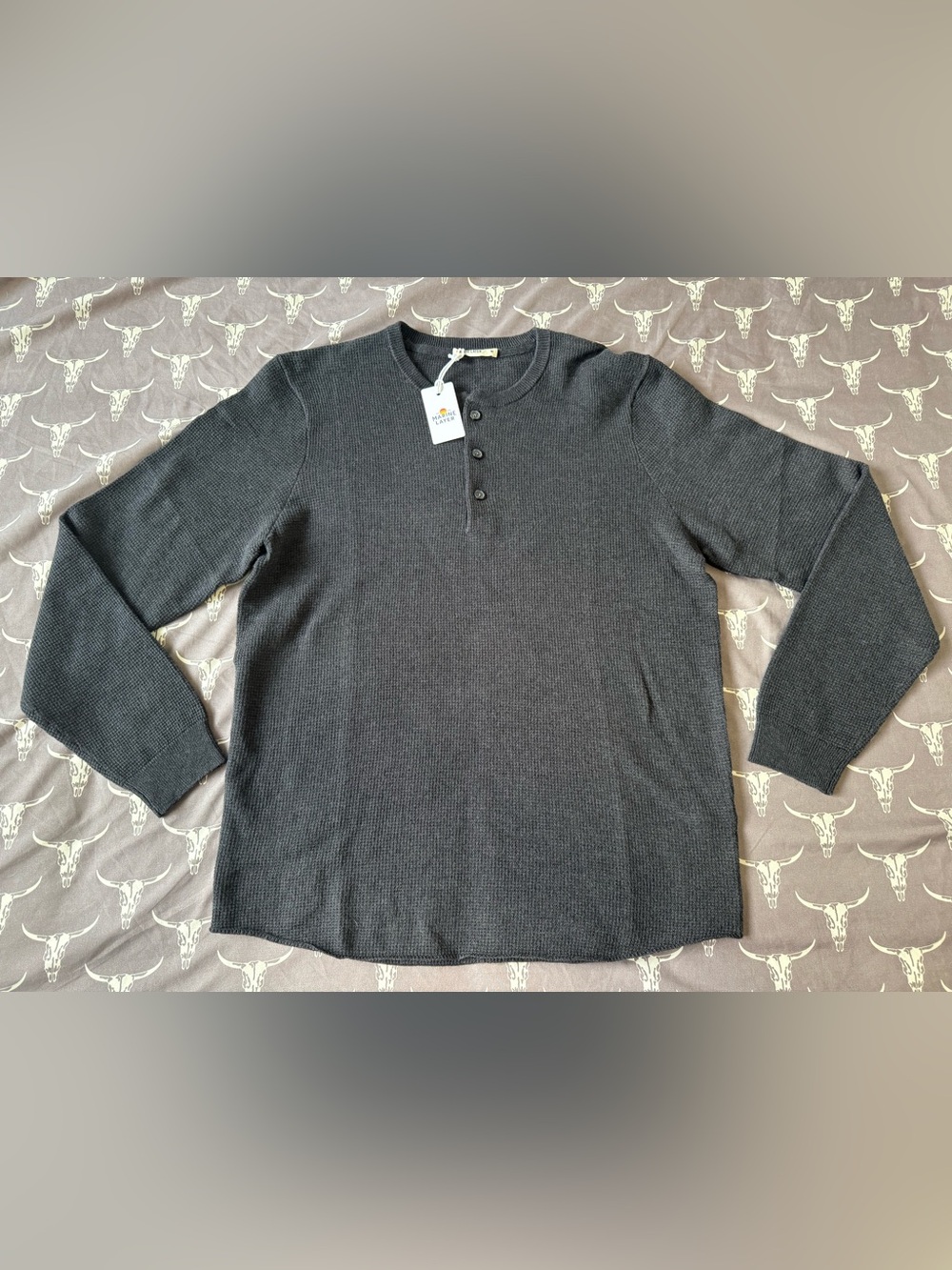 Marine Layer Sweater Henley in Black Oyster M (NWT)